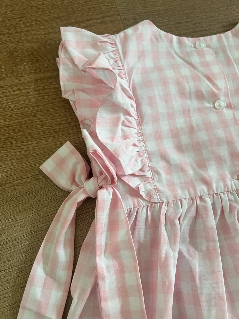 BRAND NEW! Stitchy Fish Pink Gingham Smocked ABC Dress - never worn! - Picture 9 of 12
